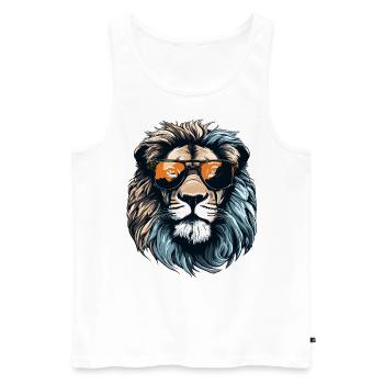 Löwe mit Sonnenbrille - Männer Premium Bio Tank Top - Weiß - Vorne - AI Model Male 178 light (178cm)