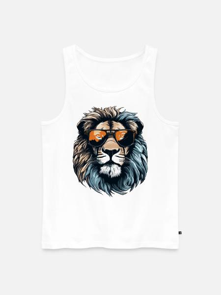 Löwe mit Sonnenbrille - Männer Premium Bio Tank Top - Weiß