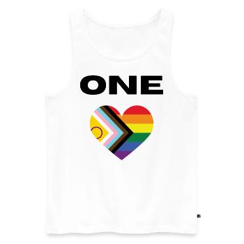 Un amour / Fierté / LGBTQ+ - Débardeur bio Premium Homme - blanc - Devant - Michal (187cm)