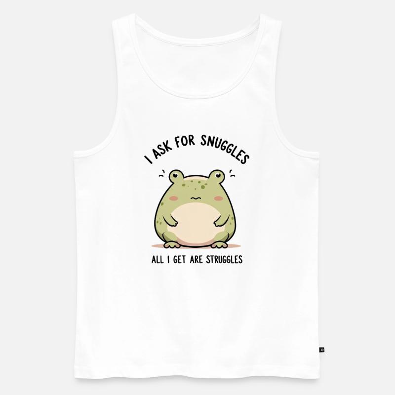 Trauriger Frosch – Kuscheln oder Kämpfen? - Männer Premium Bio Tank Top - Weiß