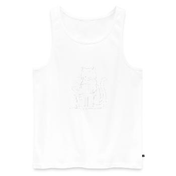 Intelligente Katze liest geheime Bücher - Männer Premium Bio Tank Top - Weiß - Vorne - AI Model Male 178 light (178cm)