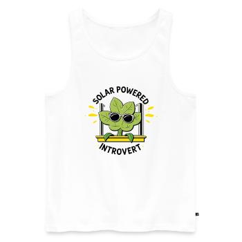 Solar Powered Introvert – Plant Joke - Men's Premium Organic Tank Top - white - Front - AI Model Male 178 light (178cm)