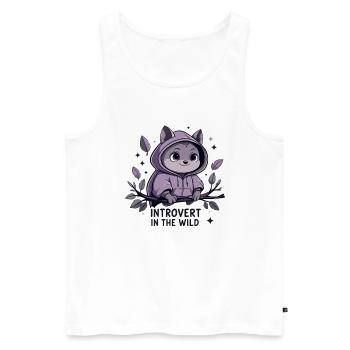 Introvert outdoors – animal in hoodie - Men's Premium Organic Tank Top - white - Front - Michal (187cm)