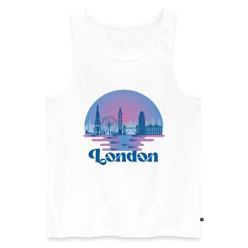 Londres Skyline Royaume-Uni Voyage - Débardeur bio Premium Homme - blanc - Devant - AI Model Male 178 light (178cm)