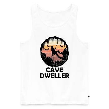 Cave Dweller - Caving - Cave Explorer Speleology - Men's Premium Organic Tank Top - white - Front - AI Model Male 178 light (178cm)
