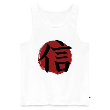 Faith Kanji - Men's Premium Organic Tank Top - white - Front - Michal (187cm)