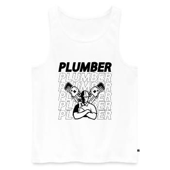 Plombier Plomberie Tuyauterie Outil Construction Plombiers - Débardeur bio Premium Homme - blanc - Devant - Michal (187cm)