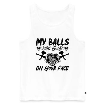 My Balls Look Paintball Splatter Paintball Player - Men's Premium Organic Tank Top - white - Front - Michal (187cm)