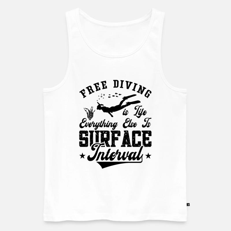 Apnoe Freitaucher Freitauchen Meer Geschenkidee - Männer Premium Bio Tank Top - Weiß