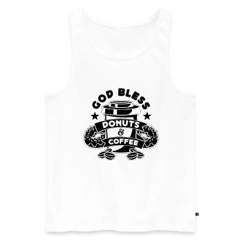 God Bless Donuts & Caffeine Coffee & Donuts Lover - Männer Premium Bio Tank Top - Weiß - Vorne - AI Model Male 178 light (178cm)