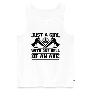 Just A Girl With One Double Axe Lover Axe Thrower - Men's Premium Organic Tank Top - white - Front - AI Model Male 178 light (178cm)