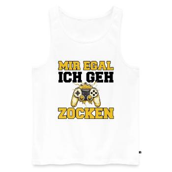 Mir Egal Ich Geh Zocken Gaming Spruch - Männer Premium Bio Tank Top - Weiß - Vorne - Michal (187cm)