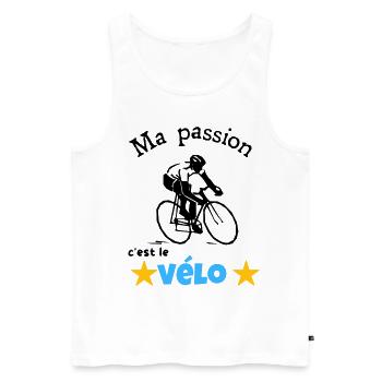 Ma passion c'est le vélo cadeau - Débardeur bio Premium Homme - blanc - Devant - Michal (187cm)