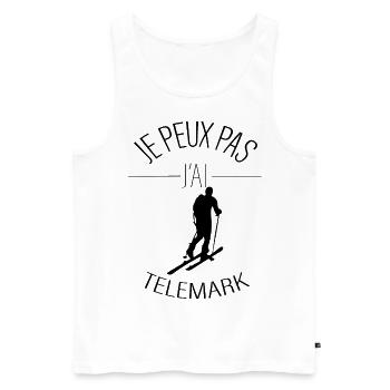 Je peux pas j'ai télémark - j'peux pas j'ai télém - Débardeur bio Premium Homme - blanc - Devant - AI Model Male 178 light (178cm)