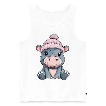 hippopotame mignon mignon bébé enfants animal dessin animé - Débardeur bio Premium Homme - blanc - Devant - Michal (187cm)
