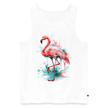Flamingo Bird Exotic Summer Splash Pink Pink - Men's Premium Organic Tank Top - white - Front - Michal (187cm)