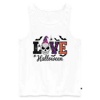 Halloween amour lettrage Gnome - Débardeur bio Premium Homme - blanc - Devant - Michal (187cm)