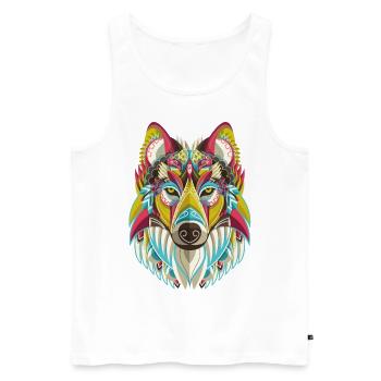 colored wolf - Men's Premium Organic Tank Top - white - Front - AI Model Male 178 light (178cm)