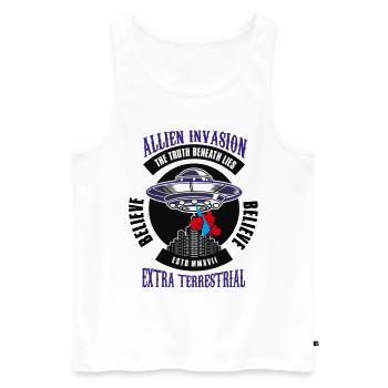 Alien Invasion die Wahrheit unter Lügen - Männer Premium Bio Tank Top - Weiß - Vorne - AI Model Male 178 light (178cm)
