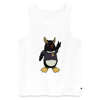 Metal rocker penguin - Men's Premium Organic Tank Top - white - Front - Michal (187cm)