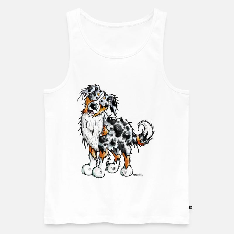 Witziger Australian Shepherd - Männer Premium Bio Tank Top - Weiß