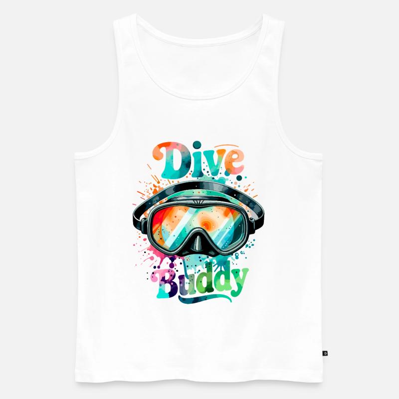 Dive Buddy Taucherbrille - Männer Premium Bio Tank Top - Weiß