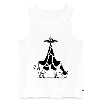 Alien Cow UFO Vintage - Men's Premium Organic Tank Top - white - Front - Michal (187cm)