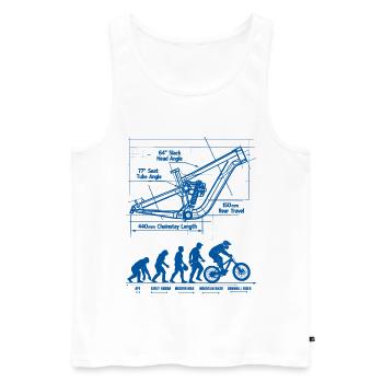 Plan de la MTB Evolution : châssis à suspension intégrale - Débardeur bio Premium Homme - blanc - Devant - Michal (187cm)