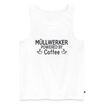 Müllwerker Powered By Coffee - Men's Premium Organic Tank Top - white - Front - AI Model Male 178 light (178cm)