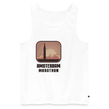 Marathon d’Amsterdam - Débardeur bio Premium Homme - blanc - Devant - AI Model Male 178 light (178cm)