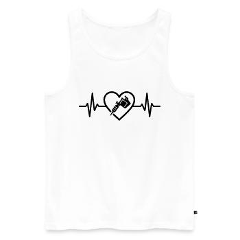 Tattoo Artist Tattoo Machine Heart - Men's Premium Organic Tank Top - white - Front - Michal (187cm)