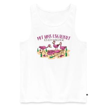 Flamingo Alkohol Bier Es eskalier eh Schnaps - Männer Premium Bio Tank Top - Weiß - Vorne - AI Model Male 178 light (178cm)