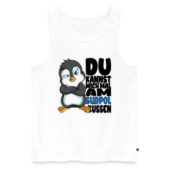 Kannst mich mal am Südpol küssen Pinguine - Männer Premium Bio Tank Top - Weiß - Vorne - Michal (187cm)
