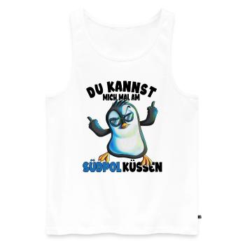 Kannst mich mal am Südpol küssen Pinguine - Männer Premium Bio Tank Top - Weiß - Vorne - Michal (187cm)