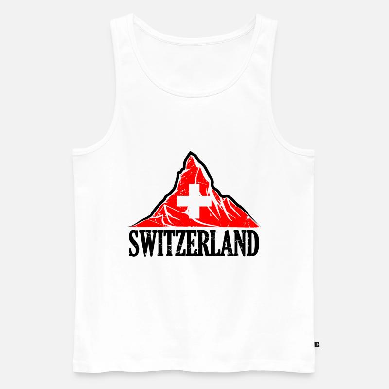 Schweiz Matterhorn - Schweizer Flagge - Männer Premium Bio Tank Top - Weiß