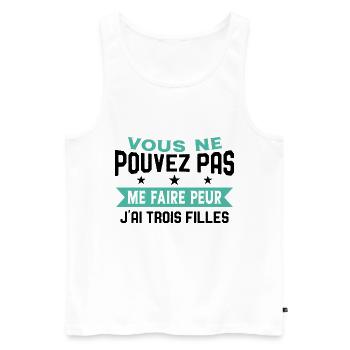 Drôle Papa J'Ai Trois Filles Meilleur Papa Cadeau - Débardeur bio Premium Homme - blanc - Devant - Michal (187cm)