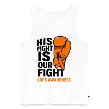 Sein Kampf ist unser Kampf – CRPS Aufklärung - Männer Premium Bio Tank Top - Weiß - Vorne - Michal (187cm)
