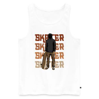Skater Silhouette Skateboarder With Skateboard - Männer Premium Bio Tank Top - Weiß - Vorne - Michal (187cm)