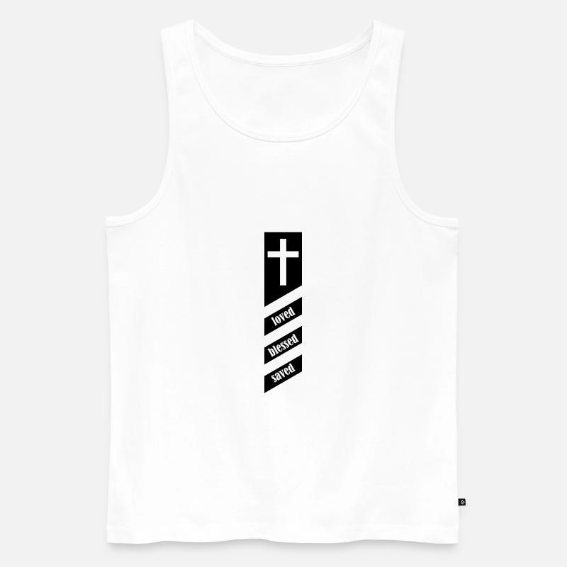 loved blessed saved -black- - Männer Premium Bio Tank Top - Weiß