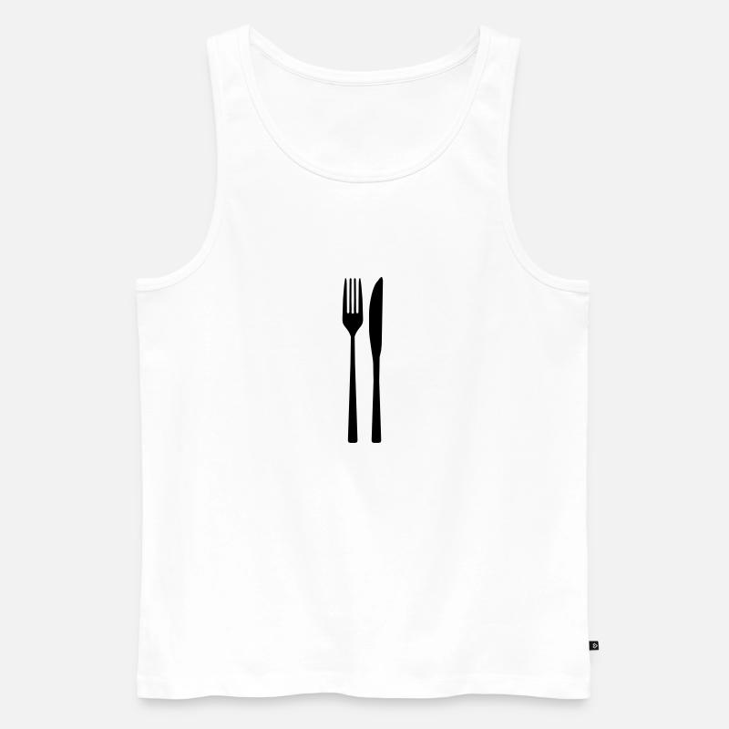 Knife Fork - Spoon fork - Men's Premium Organic Tank Top - white