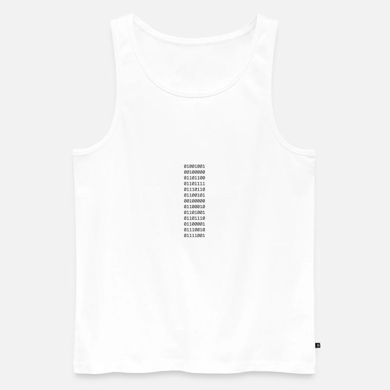 "I LOVE BINARY" in binary. - Men's Premium Organic Tank Top - white