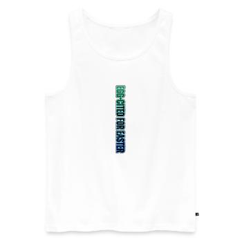 EGG-CITED FOR EASTER – neon Easter humor - Men's Premium Organic Tank Top - white - Front - AI Model Male 178 light (178cm)