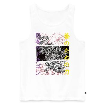 Japan japanischer Drache Vintage - Männer Premium Bio Tank Top - Weiß - Vorne - AI Model Male 178 light (178cm)