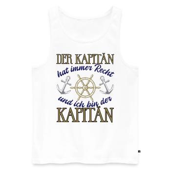Kapitän Boot Motorboot lustiger Spruch - Männer Premium Bio Tank Top - Weiß - Vorne - Michal (187cm)