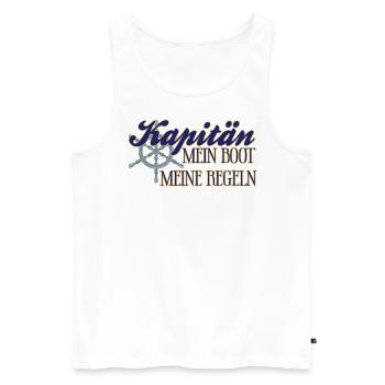 Kapitän Boot Motorboot lustiger Spruch - Männer Premium Bio Tank Top - Weiß - Vorne - Michal (187cm)