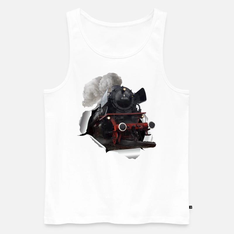 Dampflok durchbricht Papier - Männer Premium Bio Tank Top - Weiß