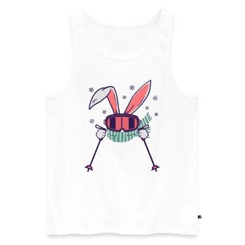 Skihase mit Skistöcken Skibrille und Schal - Männer Premium Bio Tank Top - Weiß - Vorne - AI Model Male 178 light (178cm)