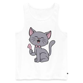 4 ans fille drôle chat 4ème anniversaire - Débardeur bio Premium Homme - blanc - Devant - Michal (187cm)