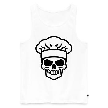 Koch Totenkopf - Männer Premium Bio Tank Top - Weiß - Vorne - AI Model Male 178 light (178cm)