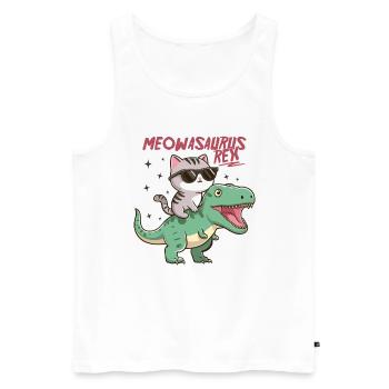 Cool Kitten on T-Rex Funny Dinosaur Trend - Men's Premium Organic Tank Top - white - Front - AI Model Male 178 light (178cm)